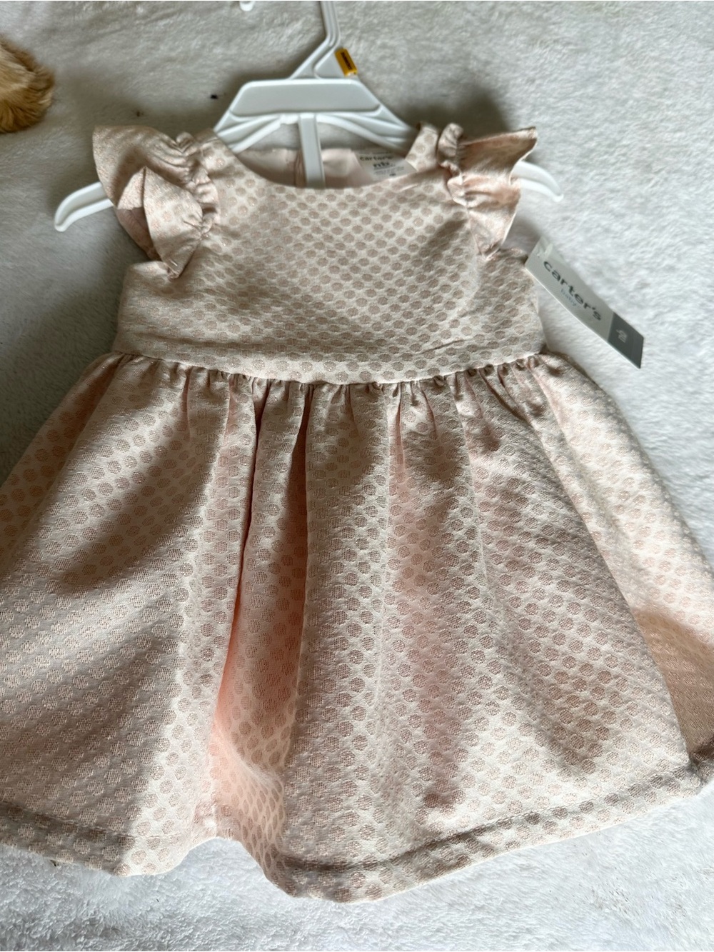 Carter's Blush Jacquard Flutter-Sleeve Party Dress